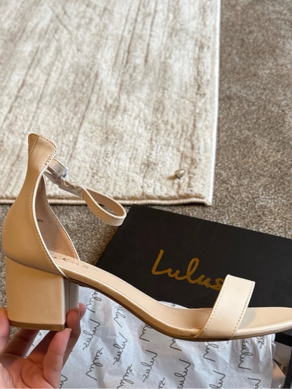 Lulu's Cream Block Heel Sandals